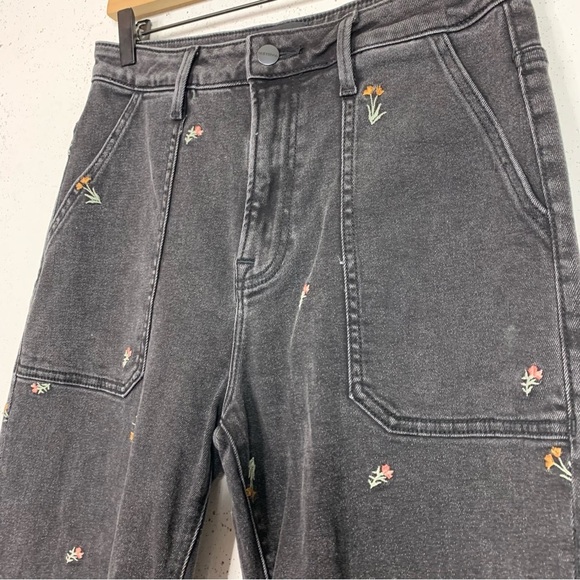 Driftwood Floral Embroidered Black Denim Jogger Pants Size Large - Picture 6 of 7